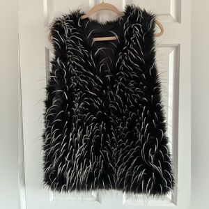 Stylish Black and White Faux Fur Vest